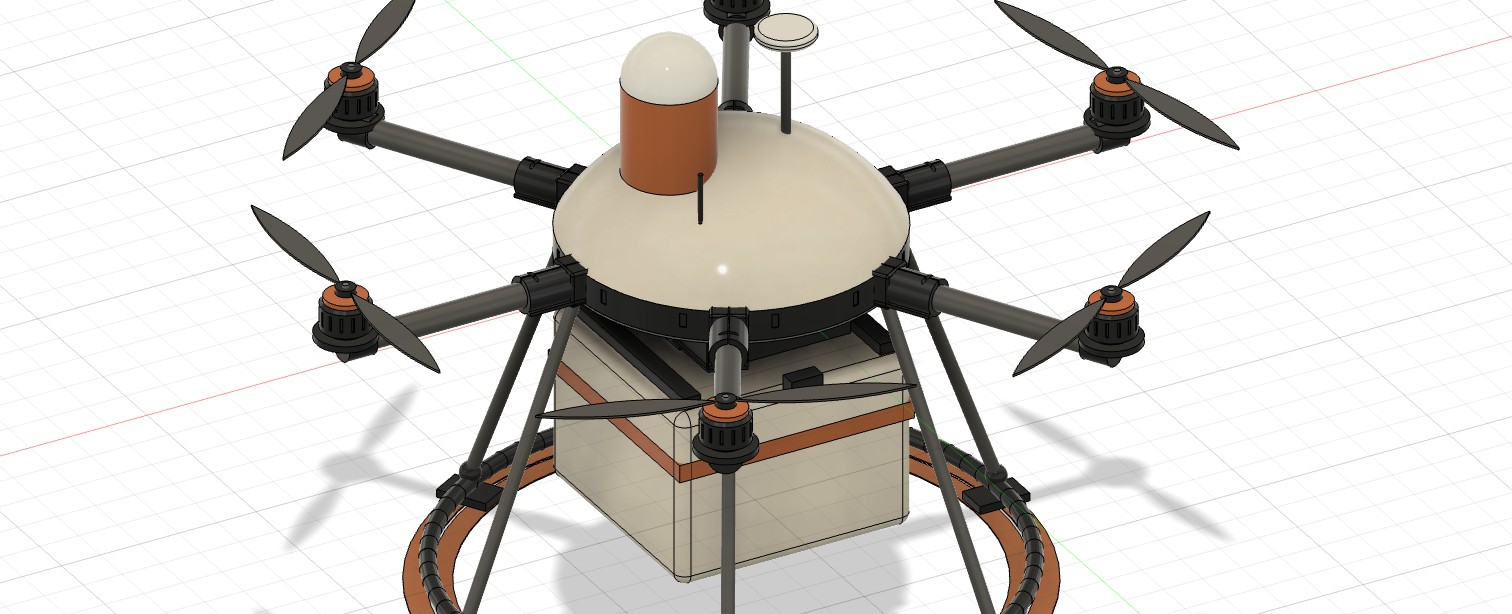 Fusion 360 dagi Drophud Hexa v3.3 modeli